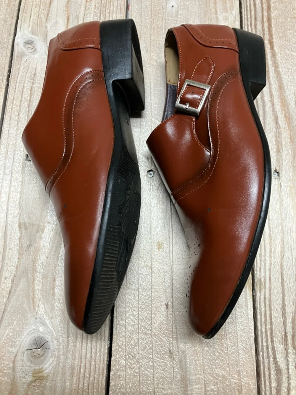 Men's Brown Leather Single Monk Strap Oxfords
